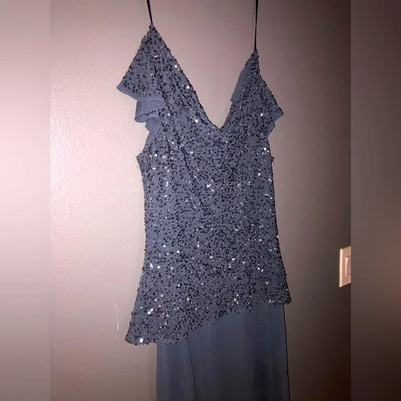 J Kara formal dress hand beaded Silver / Gray Womens SZ 10 cocktail  bridesmaid